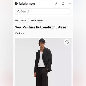 Lululemon New Venture Button-Front Blazer Size Large